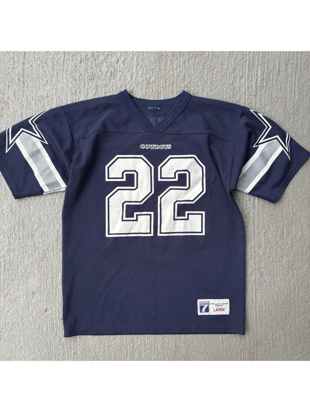Vintage 90s Dallas Cowboys Emmitt Smith #22 NFL Logo 7 Jersey YOUTH Large